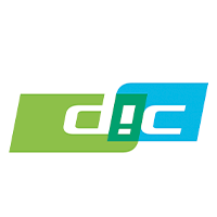 Firmenlogo mit grün-blauem Design und stilisierten Buchstaben CIC für Branding und Unternehmensidentität.